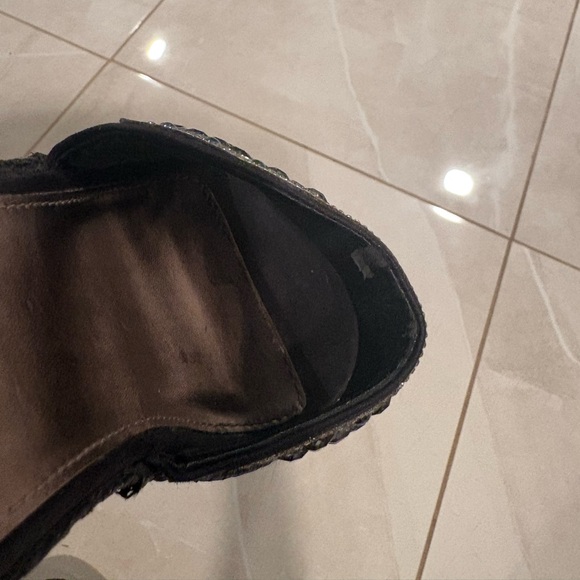 Yellow Box Elegant Black and Silver Beaded Women's Wedges - Picture 6 of 6